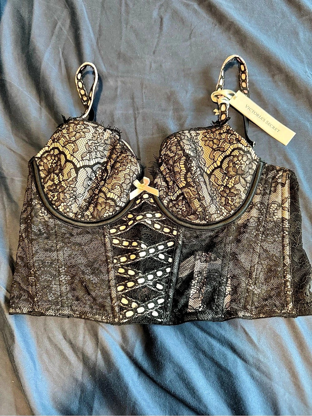 Victoria's Secret Very Sexy So Obsessed Unlined Corset Top Black & Gold